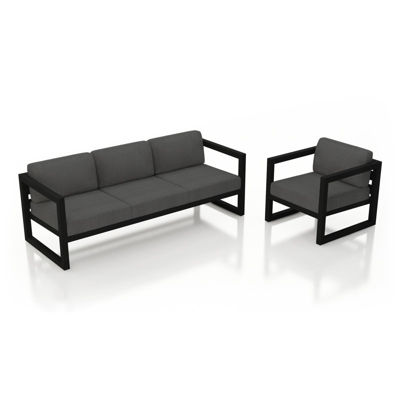 Avion 2 Piece Sofa Set, Canvas Charcoal Sunbrella® Canvas, Black