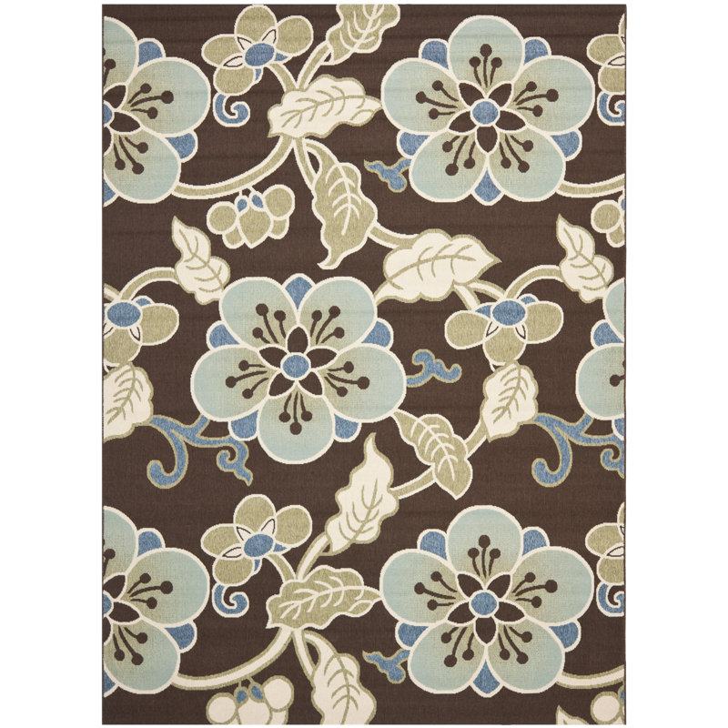 Tapis d'intérieur / extérieur à motif floral Centeno Performance, Rectangle 8 pi x 11 pi