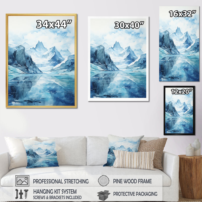Latayvia Alaska Glacial Reflections, reproduction d'art sur toile, H 20 po x l 12 po x P 1 po, Cadre flottant noir