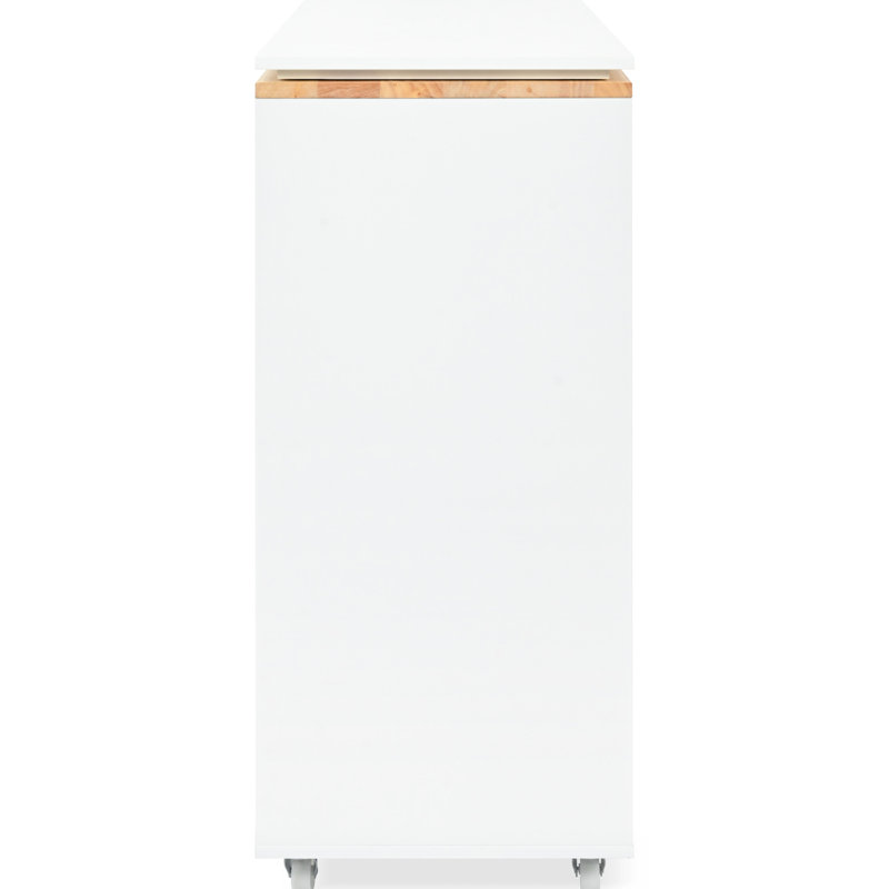 Modern Kitchen Storage Island With Extended Table, Led , Power Outlet & Elegant Fluted Glass Doors, Adjustable Lights Connection