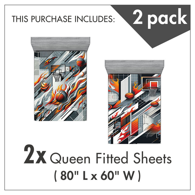 Microfiber Basketball Fitted Sheet, Queen Fitted Sheet
