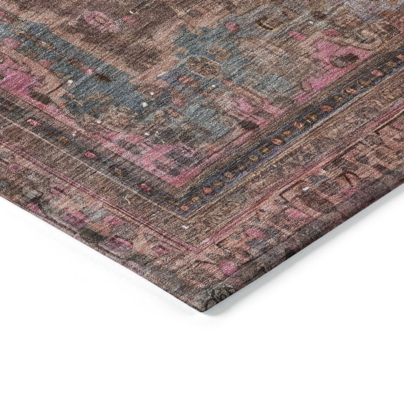Tapis rose intérieur / extérieur lavable à la machine Claudian ACN1646, Rond 8 pi