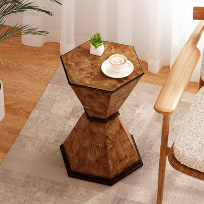Farmhouse Rustic Hexagonal Accent End Table