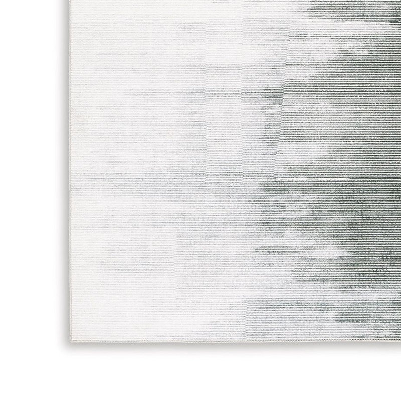 8' x 10' Black and White Abstract Washable Rug