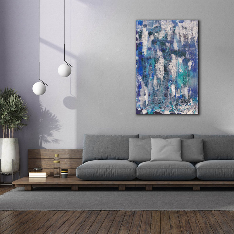 «Lapis Waterfall 1» par Alicia Ludwig, art mural sur toile, H 60 po x l 40 po x P 1,5 po