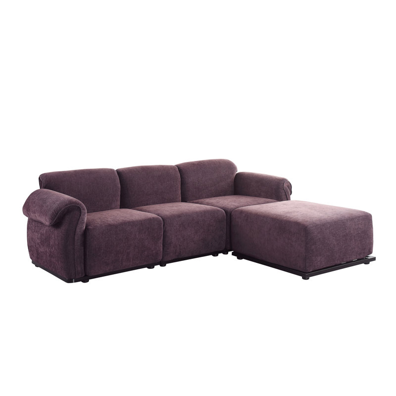 Canapé modulaire en L avec repose-pieds réversible, Mauve