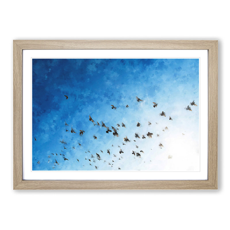 Flying Pigeons - Framed Print, Oak Framed, 48cm H x 65cm W x 2cm D