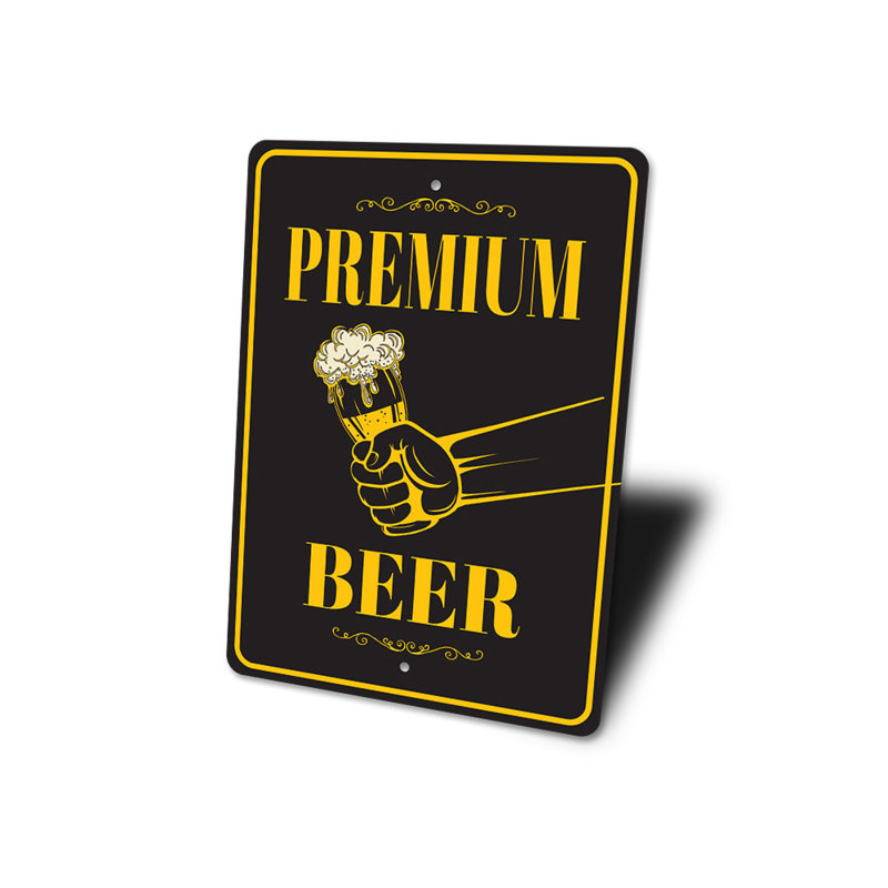 Enseigne en aluminium Premium Beer, H 14 po x l 10 po x P 0,04 po