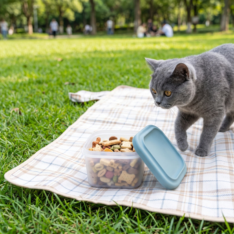 Mini contenant en silicone pour aliments pour animaux de compagnie compatible avec les micro-ondes et les congélateurs, 3,27 x 3,27 x 2,48 po, bleu