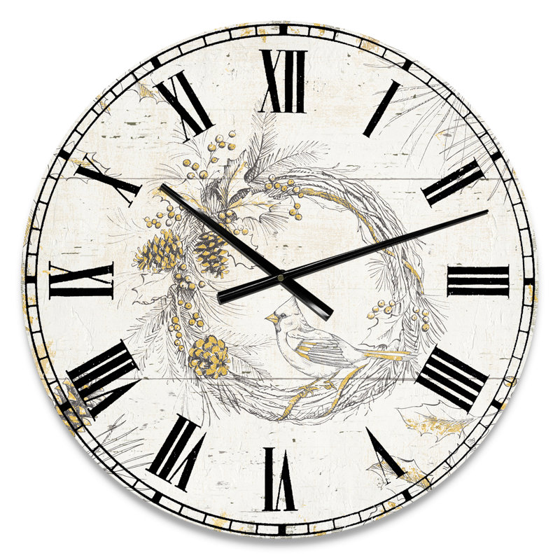 Or beaux cardinaux - horloge murale traditionnelle, Petit