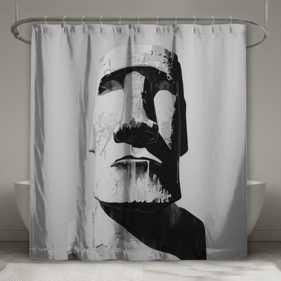 Rideau de douche Moai Statue Illustration