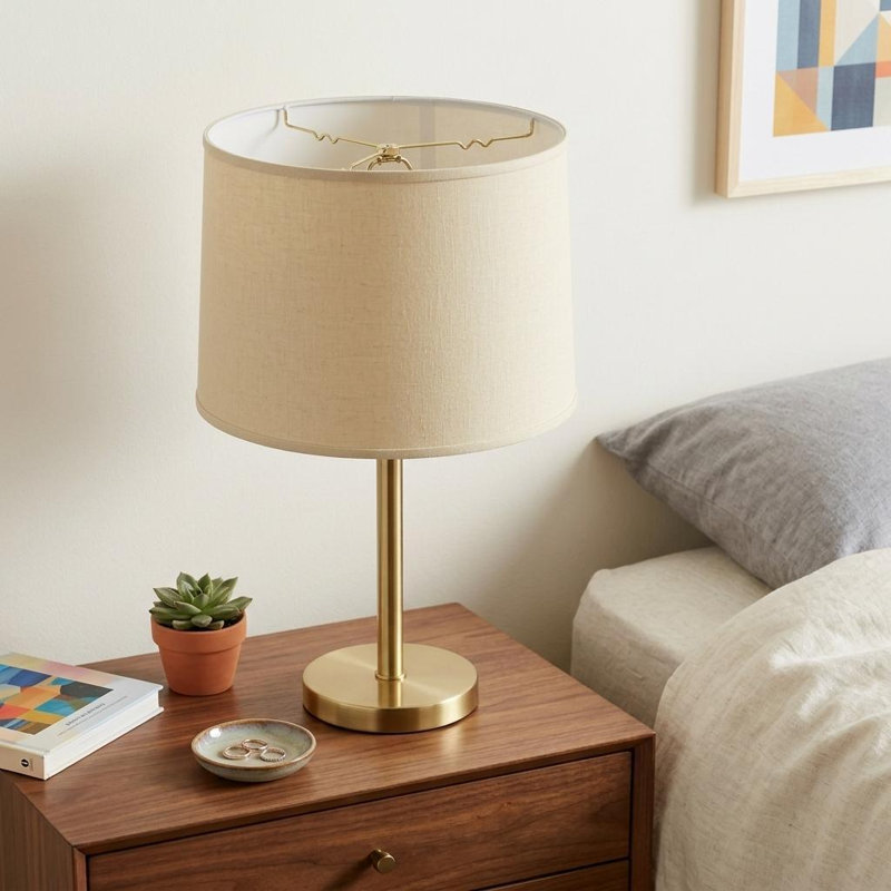Abat-jour tambour en lin beige, H 10 po x l 13 po x P 13 po