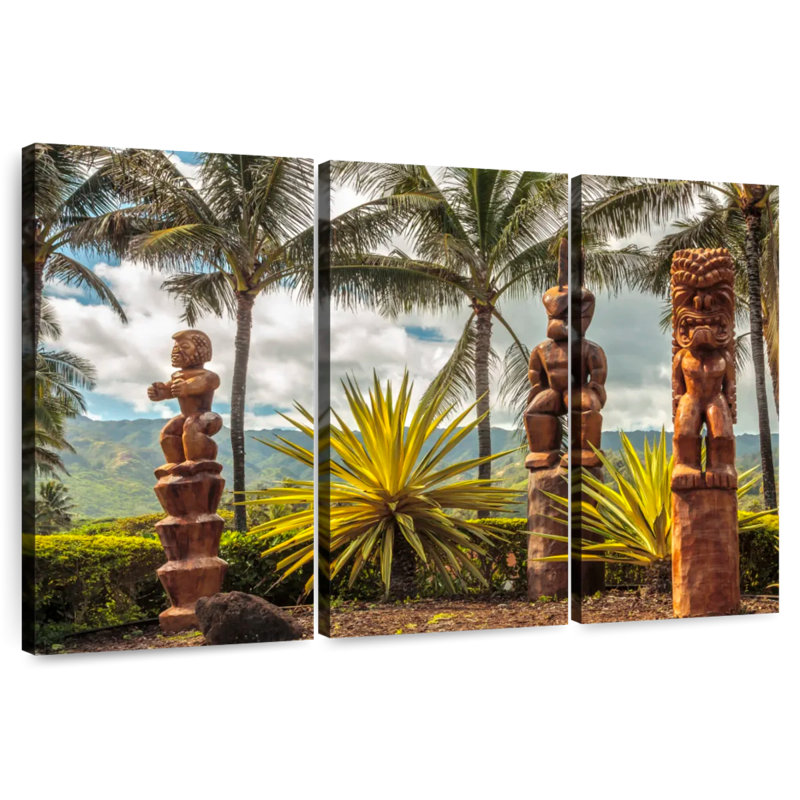 Statues Tiki Sebbie Hawaii, H 36 po x l 57 po