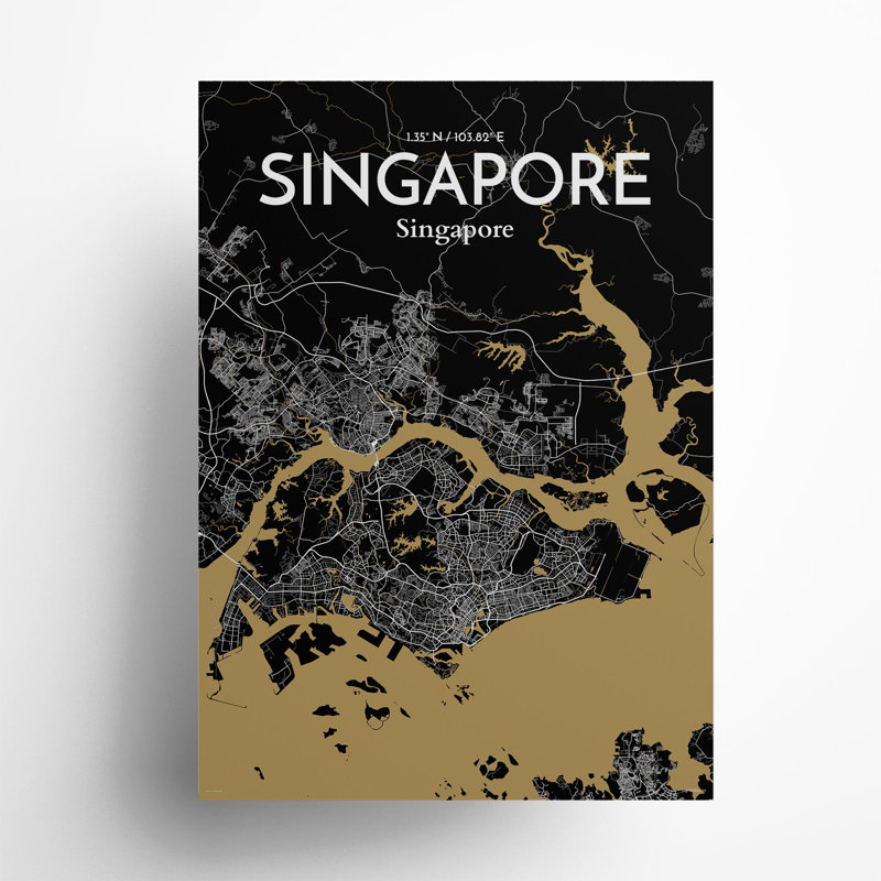 Singapore City Map In Luxe - No Frame Print, 27.6cm H x 19.7cm W x 0.05cm D
