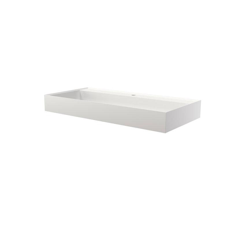 Lavabo de salle de bain à surface solide en résine de pierre, blanc mat, conçu pour le confort, les taches, le processus d'installation sans couture, l'usure et la déchirure du meuble-lavabo, facile