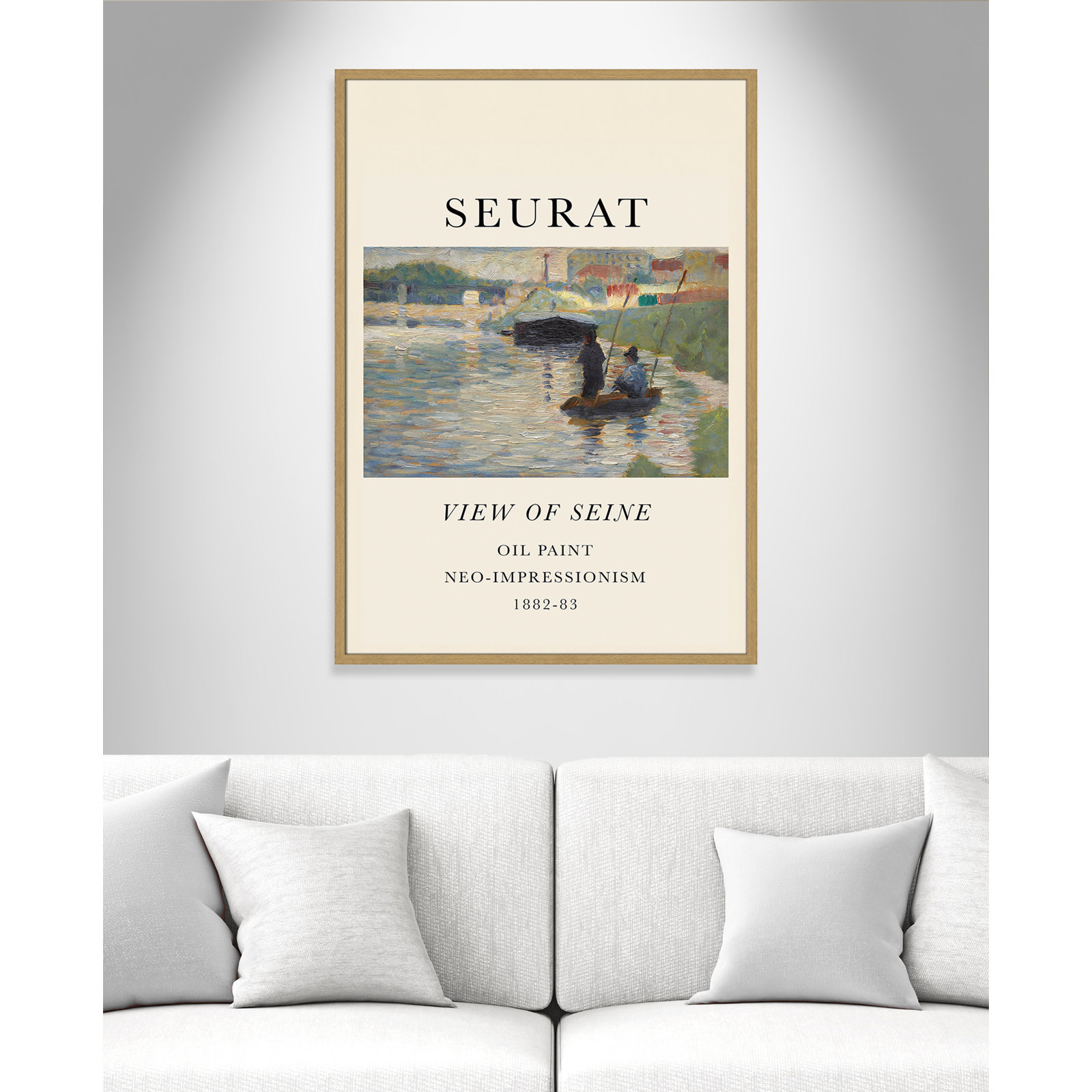 View Of Seine by Georges Seurat, No, Natural Single Picture Frame, 41.5" H x 29.5" W x 0.75" D