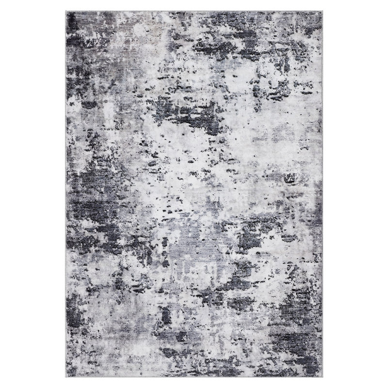 Tapis moderne abstrait pour salon, chambre à coucher et couloir, Gris, Rectangle 108 " x 72 "