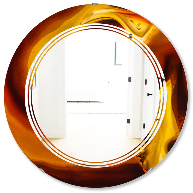 Triple C Agate Geode Slice Macro Modern Wall Mirror, 31.5" H x 31.5" W