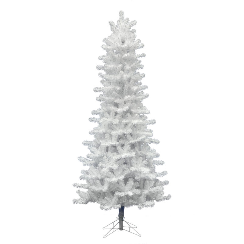 Slim Crystal White Pine Artificial Christmas Tree with Stand, Unlit, 6.5' H