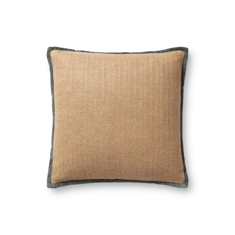 Amber Lewis x Loloi Aveline Pillow, 18" x 18", Down, Natural/Blue