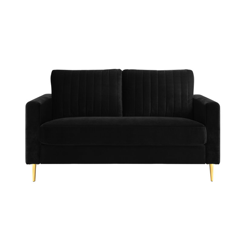 Manistee 2 Seater Velvet Sofa, Black