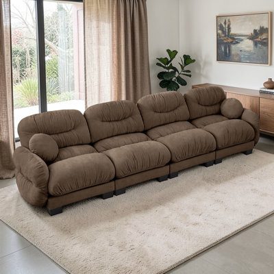 Canapé modulaire confortable en chenille à 4 places avec siège en mousse haute densité Geneveve