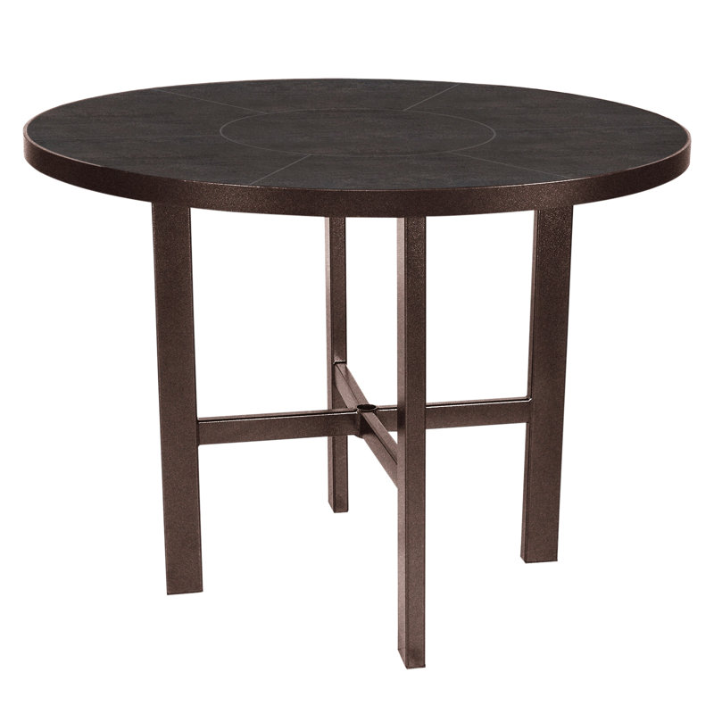 Tables Outdoor Round Bar Table, Carbon Black, Pallazo White, 39 H" W x 42" W x 42" D