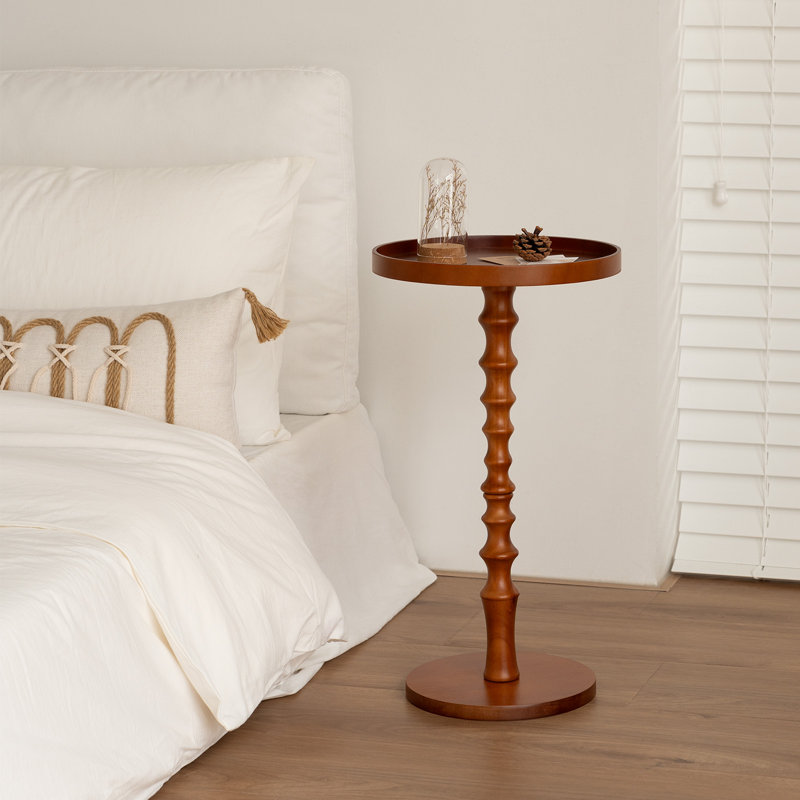 Tray Top Pedestal End Table, Brown