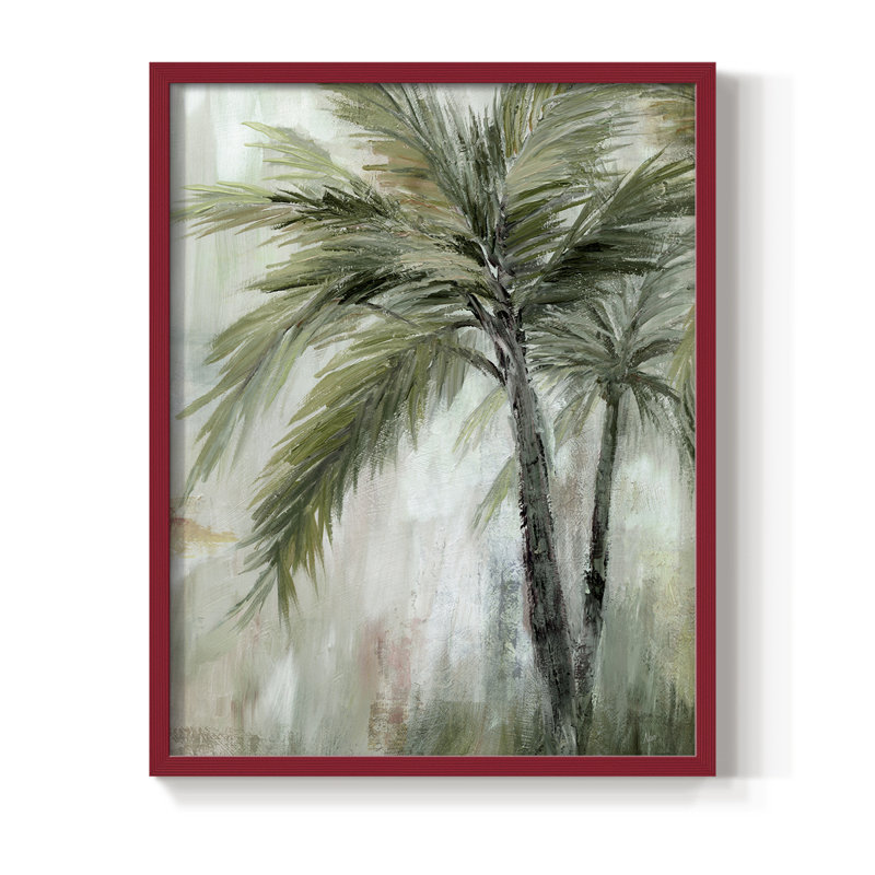 «Tropical Palm II», reproduction encadrée - bois massif, H 30 po x l 24 po, Rouge