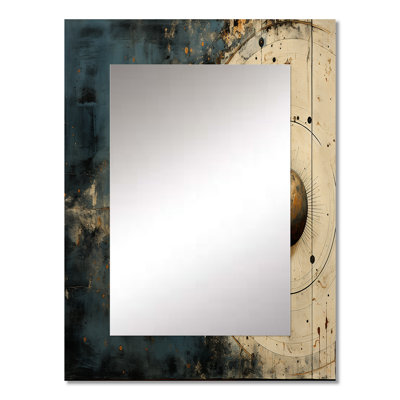 Minimalism Astrology Beige & Black - Astrology Decorative Wall Mirror, Blue Large Mirror, Printed Metal Art