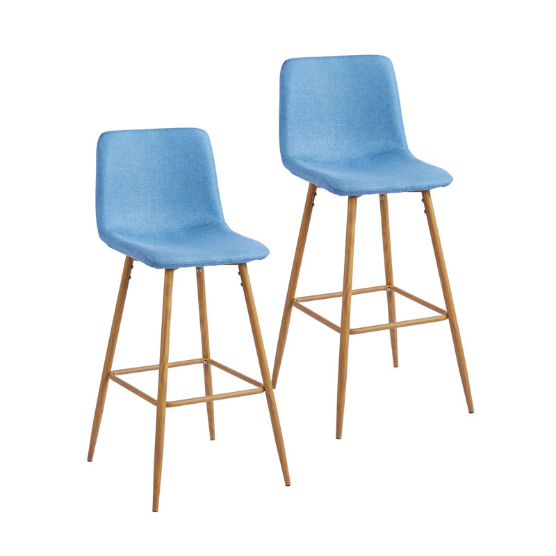 Ensemble de 2 tabourets de bar Corrigan Studio® Eila, revêtement en tissu, pieds en métal, Turquoise