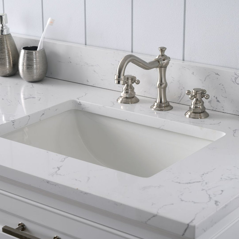 Thompson 72" W Double Bathroom Vanity, White/Brushed Nickel