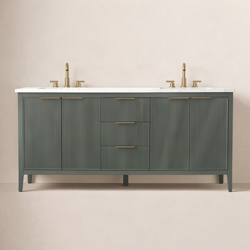 Bilroy 72" Double Vanity, Vintage Green/Brushed Bronze