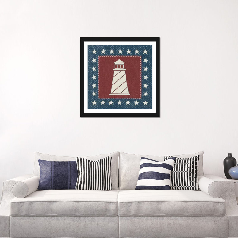 «Coastal Americana II», impression sur toile, H 16 po x l 16 po x P 1 po, Papier d'art encadré noir, Blanc