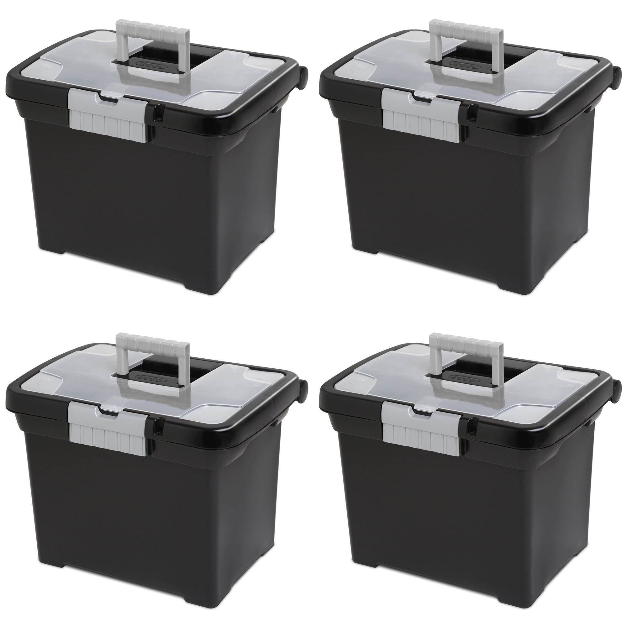 Iris Usa 4pack Portable Lockable Letter File Box With Handle, File