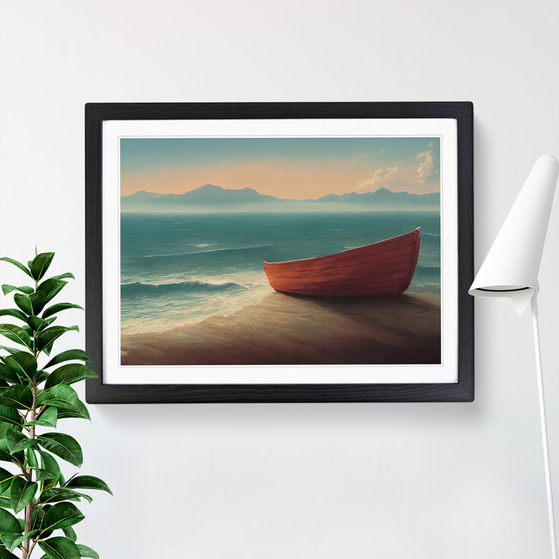 A Stranded Boat Vol.2 - Single Picture Frame Print, Black Framed, 46cm H x 64cm W x 2cm D