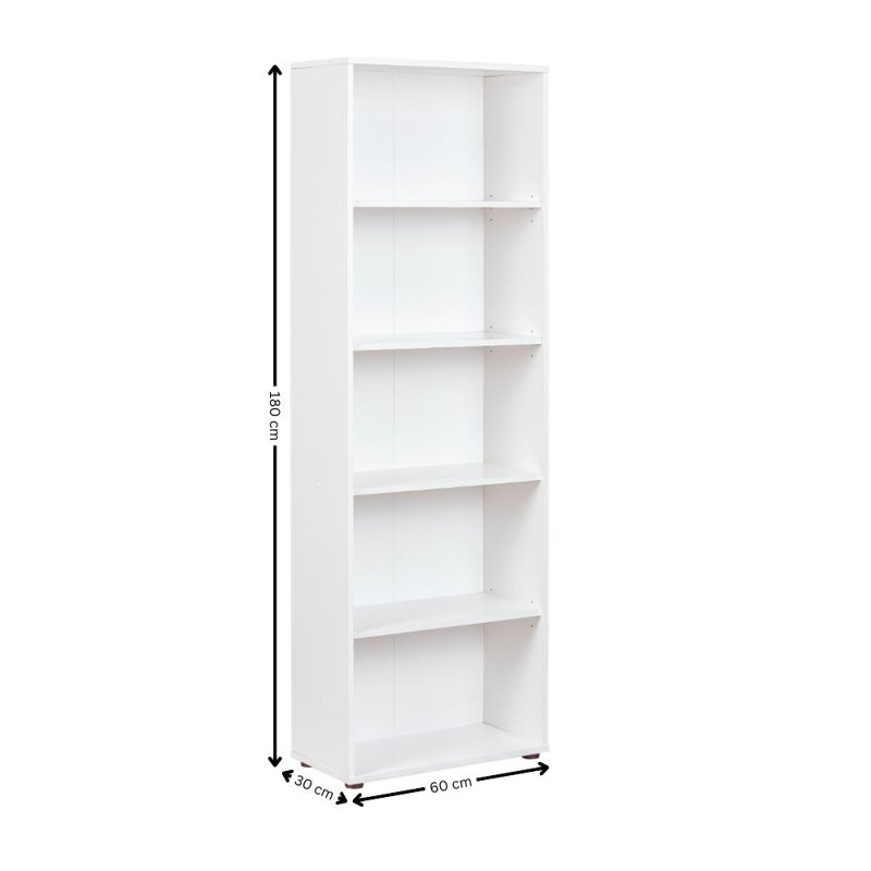Bücherregal Holly-Madison, H180 x W60 x D30cm, White
