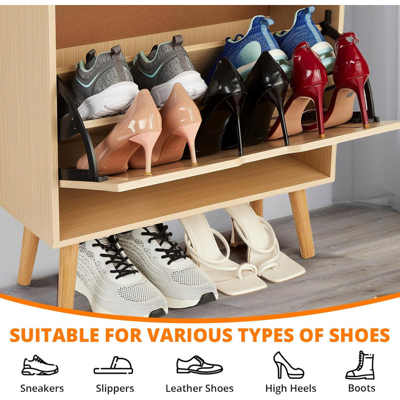 8 Pair Shoe Storage Cabinet, Natural Wood