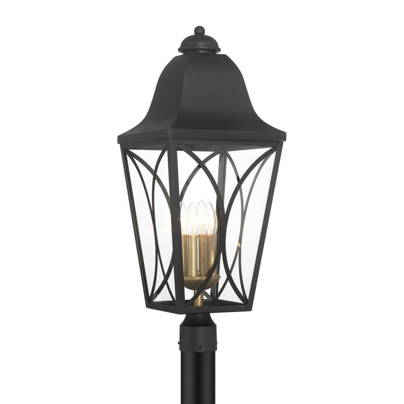 Lark Manor™ Peggy - 4 Light Outdoor Post Mount In Sand Coal Black & Olden Brass Finish