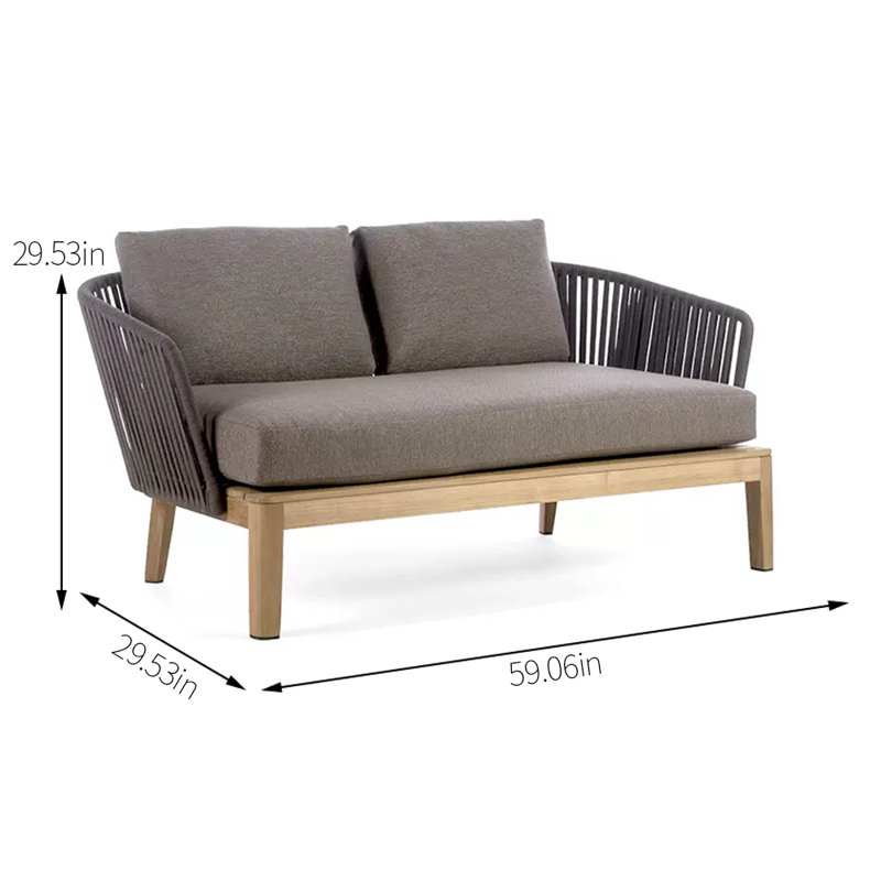 Naely 59.06'' Wide Rectangle Wicker Loveseat with Cushions