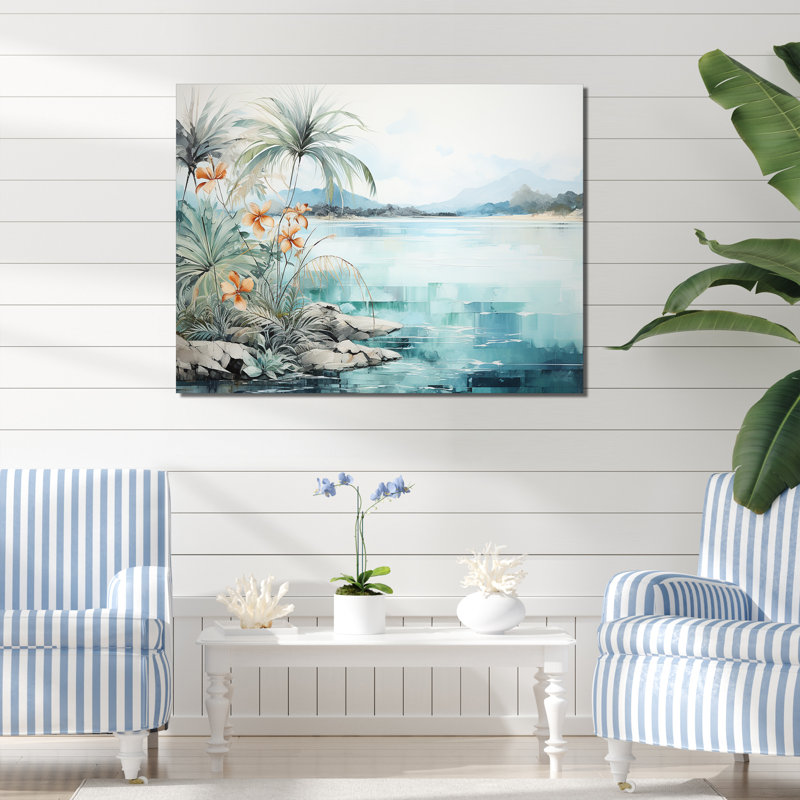 Erlich - Décoration murale plage et océan, Toile tendue, H 34 po x l 44 po x P 1,5 po