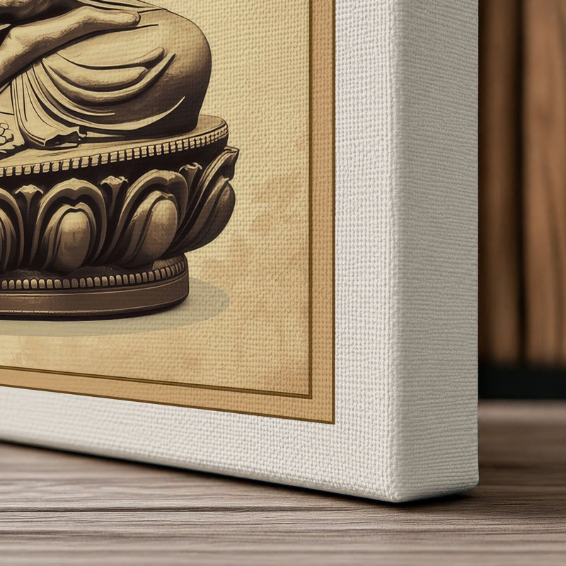 Buddha in Repose Japandi - Wrapped Canvas, 24x16 - 61.0 x 40.6 cm, Cream Border