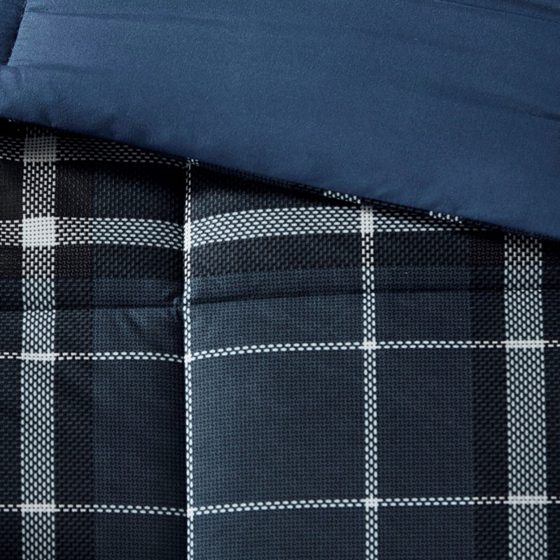 Down Alternative Comforter - Plaid Soft Flannel-like Fabric, Fill, 2 Shams, All Season Comfort, Machine Washable, Mini Comforter, Material, Alternative, Matter