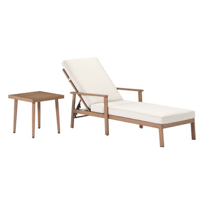 SeeHill Pool Lounge Chair, Aluminum Outdoor Chaise Lounge with Thick Cushion, Outdoor Lounger Pool Furniture with 6-Position Adjustable Backrest, Pati by Latitude Run