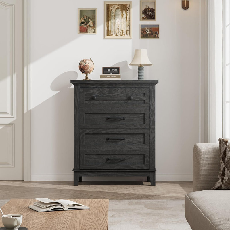 4 Dresser for Bedroom, 34.8 in Tall Vertical Drawer Dresser with Large Storage, Freestanding Wooden Closet Chest for Bedroom, Living Room