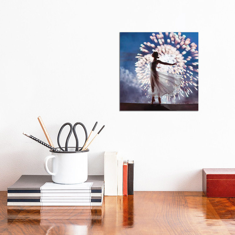 Feux d’artifice de Hobopeeba-reproduction de photo, H 12 po x l 12 po x P 0,75 po, Toile tendue, Pas de tapis