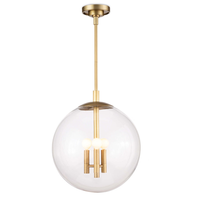 Luminaire suspendu Cafe, H 15,5 po x l 12 po x P 12 po, Laiton naturel