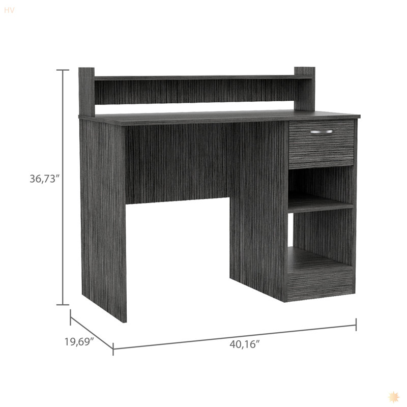 Bureau d'écriture, plusieurs tablettes, un tiroir, Gris