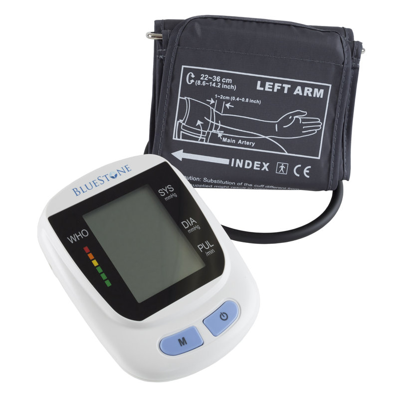 Bluestone Automatic Blood Pressure Monitor - Pulse Measuring Machine with Digital LCD Screen, Adjustable Cuff, and Storage Case