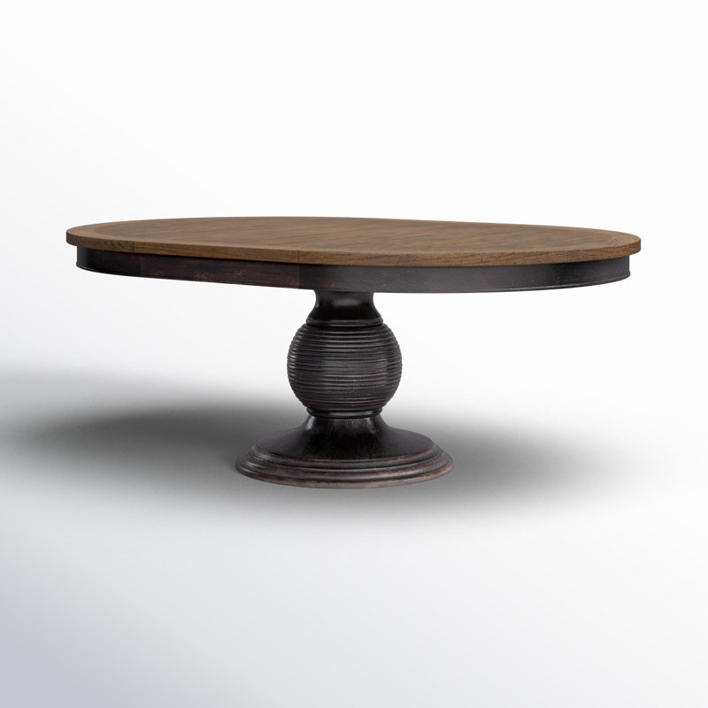 Americana Round Pedestal Dining Table with 1-22in Leaf, Molasses